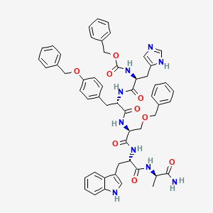 molecular formula C54H57N9O9 B10852517 [(S)-1-[(S)-1-{(S)-2-Benzyloxy-1-[(S)-1-((R)-1-carbamoyl-ethylcarbamoyl)-2-(1H-indol-3-yl)-ethylcarbamoyl]-ethylcarbamoyl}-2-(4-benzyloxy-phenyl)-ethylcarbamoyl]-2-(1H-imidazol-4-yl)-ethyl]-carbamic acid benzyl ester 