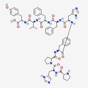 molecular formula C63H75N13O11 B10852694 Pro-His-Pro-His-Phe-Phe-Val-Tyr 