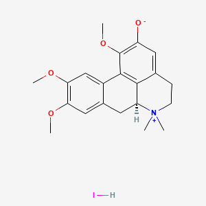 molecular formula C21H26INO4 B10852798 (6aS)-1,9,10-trimethoxy-6,6-dimethyl-5,6,6a,7-tetrahydro-4H-dibenzo[de,g]quinolin-6-ium-2-olate;hydroiodide 