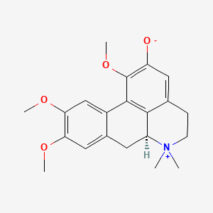 molecular formula C21H25NO4 B10852892 (6aS)-1,9,10-trimethoxy-6,6-dimethyl-5,6,6a,7-tetrahydro-4H-dibenzo[de,g]quinolin-6-ium-2-olate 