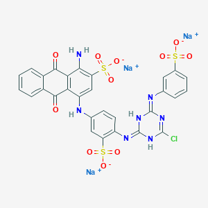 molecular formula C29H17ClN7Na3O11S3 B10852899 trisodium;1-amino-4-[4-[[6-chloro-4-(3-sulfonatophenyl)imino-1H-1,3,5-triazin-2-ylidene]amino]-3-sulfonatoanilino]-9,10-dioxoanthracene-2-sulfonate 