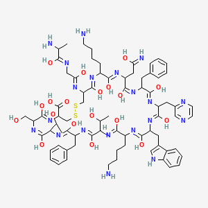 molecular formula C74H102N20O19S2 B10852900 Pyz7-D-Trp8-SRIF 