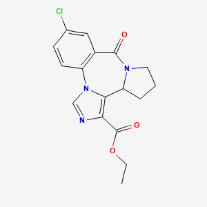 molecular formula C17H16ClN3O3 B10852907 Ethyl 15-chloro-12-oxo-2,4,11-triazatetracyclo[11.4.0.02,6.07,11]heptadeca-1(17),3,5,13,15-pentaene-5-carboxylate 