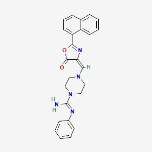 molecular formula C25H23N5O2 B10852976 4-[(E)-(2-naphthalen-1-yl-5-oxo-1,3-oxazol-4-ylidene)methyl]-N'-phenylpiperazine-1-carboximidamide 