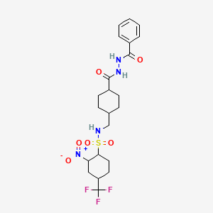 molecular formula C22H29F3N4O6S B10853059 N-[[4-(benzamidocarbamoyl)cyclohexyl]methyl]-2-nitro-4-(trifluoromethyl)cyclohexane-1-sulfonamide 