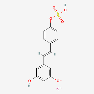 molecular formula C14H11KO6S B10853120 potassium;3-hydroxy-5-[(E)-2-(4-sulfooxyphenyl)ethenyl]phenolate 