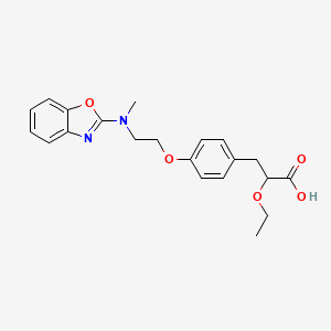 molecular formula C21H24N2O5 B10853145 3-[4-[2-[N-(2-Benzoxazolyl)-N-methylamino]ethoxy]phenyl]-2-ethoxypropanoic acid 