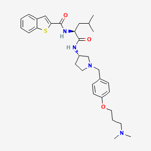 molecular formula C31H42N4O3S B10853152 N-((S)-1-((S)-1-(4-(3-(dimethylamino)propoxy)benzyl)pyrrolidin-3-ylamino)-4-methyl-1-oxopentan-2-yl)benzo[b]thiophene-2-carboxamide 