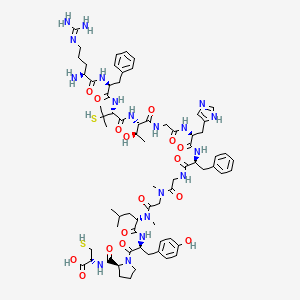 molecular formula C70H100N18O16S2 B10853389 H-Arg-Phe-Pen-Thr-Gly-His-Phe-Gly-Sar-N(Me)Leu-Tyr-Pro-Cys-OH 