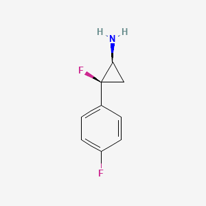 molecular formula C9H9F2N B10853495 trans-2-Fluoro-2-(4-fluorophenyl)cyclopropanamine 