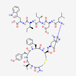 molecular formula C68H92N14O15S2 B10853552 Trp-Ile-Ile-Asp-Leu-Hisc(Cys-Val-Tyr-Phe-Cys) 
