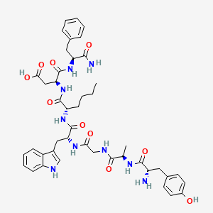 molecular formula C44H55N9O10 B10853582 Tyr-D-Ala-Gly-D-Trp-Nle-Asp-Phe-NH2 