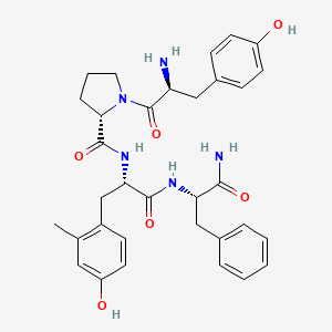 molecular formula C33H39N5O6 B10853619 Tyr-Pro-Dmt-Phe-NH2 