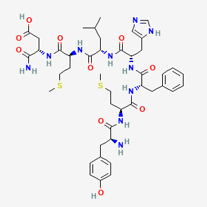 molecular formula C44H62N10O10S2 B10853620 Tyr-D-Met-Phe-His-Leu-Met-Asp-NH2 