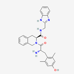 molecular formula C29H31N5O3 B10853778 (S)-N-((1H-benzo[d]imidazol-2-yl)methyl)-2-((S)-2-amino-3-(4-hydroxy-2,6-dimethylphenyl)propanoyl)-1,2,3,4-tetrahydroisoquinoline-3-carboxamide 