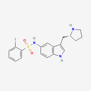 molecular formula C19H20IN3O2S B10853815 2-iodo-N-[3-[[(2R)-pyrrolidin-2-yl]methyl]-1H-indol-5-yl]benzenesulfonamide 