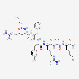 molecular formula C47H76N14O8 B10853820 pentanoyl-DL-Arg-DL-Phe-DL-Tyr-DL-Arg-DL-xiIle-DL-Lys-NH2 