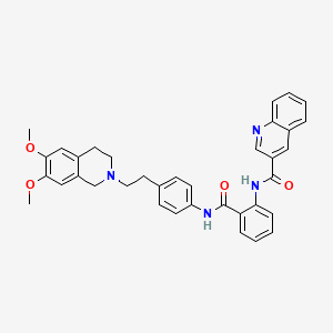 molecular formula C36H34N4O4 B10853852 N-[2-[[4-[2-(6,7-dimethoxy-3,4-dihydro-1H-isoquinolin-2-yl)ethyl]phenyl]carbamoyl]phenyl]quinoline-3-carboxamide 