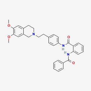 molecular formula C33H33N3O4 B10853866 2-benzamido-N-[4-[2-(6,7-dimethoxy-3,4-dihydro-1H-isoquinolin-2-yl)ethyl]phenyl]benzamide 