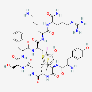 molecular formula C52H73IN14O12S2 B10854048 Y-c[D-Pen-(3-I)Tyr-GSFC]KR-NH2 