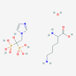 molecular formula C11H26N4O10P2 B10854186 Zoledronate D,L-lysine monohydrate CAS No. 1323976-37-9