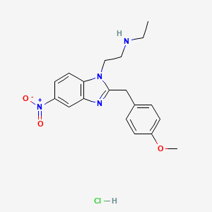 molecular formula C19H23ClN4O3 B10854233 N-ethyl-2-[2-[(4-methoxyphenyl)methyl]-5-nitrobenzimidazol-1-yl]ethanamine;hydrochloride 