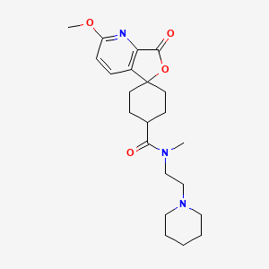 molecular formula C22H31N3O4 B10854251 Spiro(cyclohexane-1,5'(7'H)-furo(3,4-b)pyridine)-4-carboxamide, 2'-methoxy-N-methyl-7'-oxo-N-(2-(1-piperidinyl)ethyl)-, trans- CAS No. 936626-07-2
