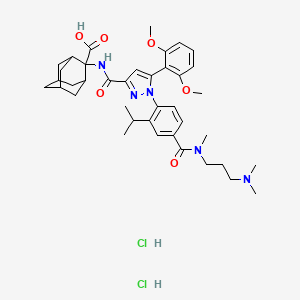 molecular formula C39H53Cl2N5O6 B10854334 2-[[5-(2,6-dimethoxyphenyl)-1-[4-[3-(dimethylamino)propyl-methylcarbamoyl]-2-propan-2-ylphenyl]pyrazole-3-carbonyl]amino]adamantane-2-carboxylic acid;dihydrochloride 