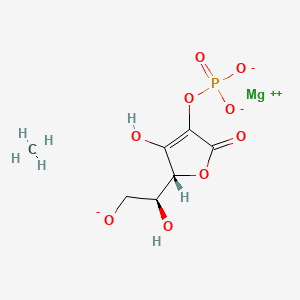 molecular formula C7H10MgO9P- B10854396 magnesium;[(2R)-3-hydroxy-2-[(1S)-1-hydroxy-2-oxidoethyl]-5-oxo-2H-furan-4-yl] phosphate;methane 