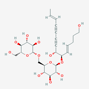 molecular formula C26H38O13 B10854499 (2R,3R,4S,5S,6R)-2-[[(2R,3S,4S,5R,6R)-6-[(4E,6R,7R,12E)-1,7-dihydroxytetradeca-4,12-dien-8,10-diyn-6-yl]oxy-3,4,5-trihydroxyoxan-2-yl]methoxy]-6-(hydroxymethyl)oxane-3,4,5-triol 