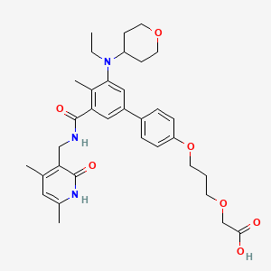 molecular formula C34H43N3O7 B10854527 Tazemetostat de(methylene morpholine)-O-C3-O-C-COOH 