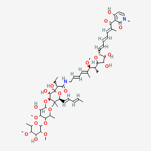 molecular formula C59H88N2O20 B10854590 (2S)-2-[(2R,3R,4R,6S)-2,3-dihydroxy-4-[3-hydroxy-5-(4-hydroxy-3,5-dimethoxy-6-methyloxan-2-yl)oxy-4-methoxy-6-methyloxan-2-yl]oxy-5,5-dimethyl-6-[(1E,3E)-penta-1,3-dienyl]oxan-2-yl]-N-[(2E,4E,6S,7R)-7-[(2S,3S,4R,5R)-3,4-dihydroxy-5-[(1E,3E,5E)-7-(4-hydroxy-1-methyl-2-oxopyridin-3-yl)-6-methyl-7-oxohepta-1,3,5-trienyl]oxolan-2-yl]-6-methoxy-5-methylocta-2,4-dienyl]butanamide 