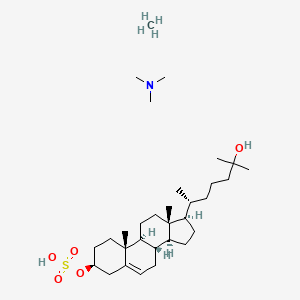 molecular formula C31H59NO5S B10854655 N,N-dimethylmethanamine;[(3S,8S,9S,10R,13R,14S,17R)-17-[(2R)-6-hydroxy-6-methylheptan-2-yl]-10,13-dimethyl-2,3,4,7,8,9,11,12,14,15,16,17-dodecahydro-1H-cyclopenta[a]phenanthren-3-yl] hydrogen sulfate;methane 