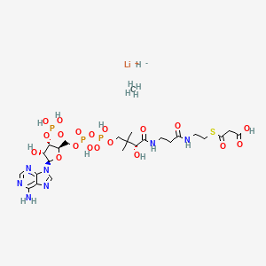 molecular formula C25H43LiN7O19P3S B10855335 lithium;3-[2-[3-[[(2R)-4-[[[(2R,3S,4R,5R)-5-(6-aminopurin-9-yl)-4-hydroxy-3-phosphonooxyoxolan-2-yl]methoxy-hydroxyphosphoryl]oxy-hydroxyphosphoryl]oxy-2-hydroxy-3,3-dimethylbutanoyl]amino]propanoylamino]ethylsulfanyl]-3-oxopropanoic acid;hydride;methane 