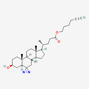 molecular formula C30H46N2O3 B10855616 hex-5-ynyl (4R)-4-[(3S,5S,8S,9S,10R,13R,14S,17R)-3-hydroxy-10,13-dimethylspiro[1,2,3,4,5,7,8,9,11,12,14,15,16,17-tetradecahydrocyclopenta[a]phenanthrene-6,3'-diazirine]-17-yl]pentanoate 