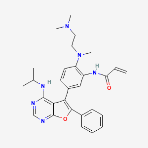 molecular formula C29H34N6O2 B10856224 N-(2-{[2-(Dimethylamino)ethyl](methyl)amino}-5-[6-phenyl-4-(propan-2-ylamino)furo[2,3-d]pyrimidin-5-yl]phenyl)prop-2-enamide 