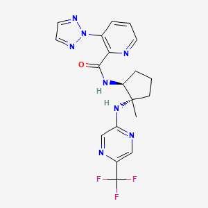 molecular formula C19H19F3N8O B10856414 N-[(1S,2S)-2-Methyl-2-{[5-(trifluoromethyl)pyrazin-2-yl]amino}cyclopentyl]-3-(2H-1,2,3-triazol-2-yl)pyridine-2-carboxamide 
