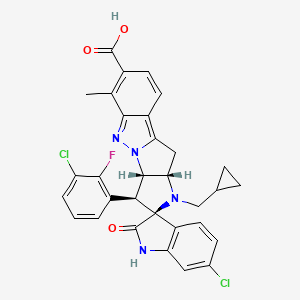 molecular formula C31H25Cl2FN4O3 B10856465 Brigimadlin CAS No. 2095116-40-6