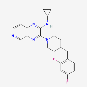 molecular formula C23H25F2N5 B10856497 N-cyclopropyl-3-[4-[(2,4-difluorophenyl)methyl]piperidin-1-yl]-5-methylpyrido[3,4-b]pyrazin-2-amine 