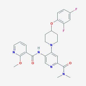 molecular formula C26H27F2N5O4 B10856513 4-[4-(2,4-difluorophenoxy)piperidin-1-yl]-5-[(2-methoxypyridine-3-carbonyl)amino]-N,N-dimethylpyridine-2-carboxamide 