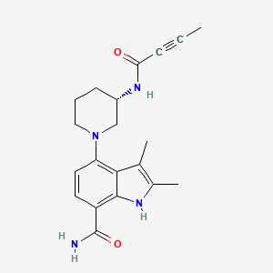 molecular formula C20H24N4O2 B10856523 4-[(3S)-3-(but-2-ynoylamino)piperidin-1-yl]-2,3-dimethyl-1H-indole-7-carboxamide 