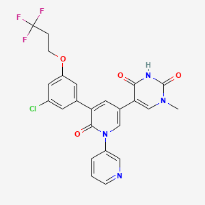 molecular formula C24H18ClF3N4O4 B10856657 5-[5-[3-Chloro-5-(3,3,3-trifluoropropoxy)phenyl]-6-oxo-1-pyridin-3-ylpyridin-3-yl]-1-methylpyrimidine-2,4-dione 