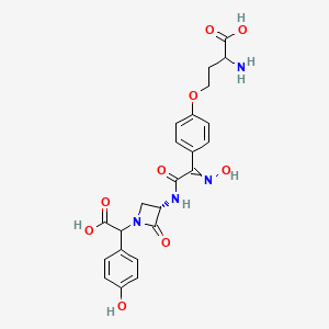 molecular formula C23H24N4O9 B10856664 2-amino-4-[4-[C-[[(3S)-1-[carboxy-(4-hydroxyphenyl)methyl]-2-oxoazetidin-3-yl]carbamoyl]-N-hydroxycarbonimidoyl]phenoxy]butanoic acid 