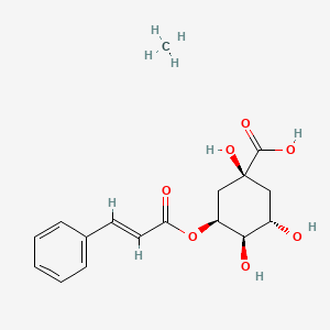 molecular formula C17H22O7 B10857521 methane;(1S,3S,4R,5S)-1,3,4-trihydroxy-5-[(E)-3-phenylprop-2-enoyl]oxycyclohexane-1-carboxylic acid 