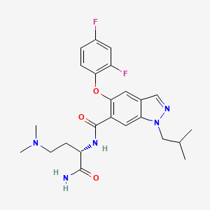 molecular formula C24H29F2N5O3 B10857855 Emprumapimod CAS No. 765914-60-1
