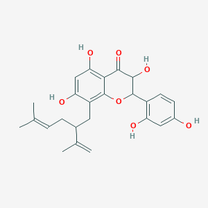 molecular formula C25H28O7 B10858072 2-(2,4-Dihydroxyphenyl)-3,5,7-trihydroxy-8-(5-methyl-2-prop-1-en-2-ylhex-4-enyl)-2,3-dihydrochromen-4-one 