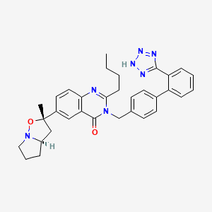 molecular formula C33H35N7O2 B10858236 6-[(2S,3aR)-2-methyl-3a,4,5,6-tetrahydro-3H-pyrrolo[1,2-b][1,2]oxazol-2-yl]-2-butyl-3-[[4-[2-(2H-tetrazol-5-yl)phenyl]phenyl]methyl]quinazolin-4-one 