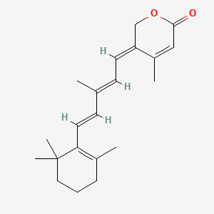 molecular formula C21H28O2 B10858241 Retinoic acid, 12-(hydroxymethyl)-, delta-lactone, 11-cis- CAS No. 83860-24-6