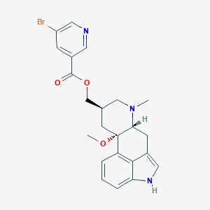 molecular formula C23H24BrN3O3 B108584 Ergoline-8-methanol, 10-methoxy-6-methyl-, 5-bromo-3-pyridinecarboxylate (ester), (8-beta)- CAS No. 35264-46-1
