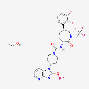 molecular formula C28H32F5KN6O4 B10859110 Telcagepant potassium ethanol 